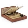 Cassina Engineered Wood King Size Bed With Hydraulic Storage Duel tone in Clay Knit and Russet Brown Leatherette