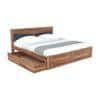 Nikos Sheesham Wood Queen Size Bed With Drawer Storage In Teak Finish