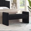 Wooden Twist Soft Hropzy Boucle Upholstered Armrest Ottoman Bench in Black Colour