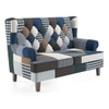 Minnelli 2 Seater Fabric Loveseat In Indigo Patch Work Colour