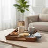 AJ Exports Premium Solid Acacia Wood Square Tray with Raised Security Edges Handcrafted