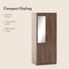 Zoey Engineered Wood 2 Door Wardrobe with Mirror in Classic Walnut Finish