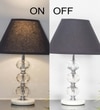 Aspley Chrome Finish Metal Clear Crystal Glass  And White Marble Table Lamp With Black Cotton Shade
