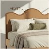 Solara Wave Luxe King Size Bed in velvet With Oak wood Frame & Hydraulic Storage