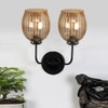 Devansh Metal Electric Wall Light in black Colour with Lavender Shade Count of 2 Lights
