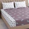 White And Plum Shade Floral  Cotton 400 Tc  Fitted  Super King Size Bedsheet With 2 Pillow Covers
