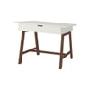 Riga Teak Wood Study Desk with Drawer and Tapered Frame in Ivory Coffee Walnut Colour