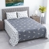 Grey And White Floral Cotton 400 Tc flat Double Queen Size Bedsheet With 2 Pillow Covers