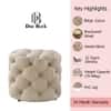 Doe Buck Briana Velvet Tufted Ottoman Cube in Beige Colour