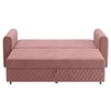 Baruna 3 Seater Velvet Pull Out Sofa Cum Bed with Storage In Peach Color