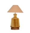 Paola  Amber Glass And Wood Table Lamp With Beige Cotton Shade