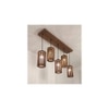 Casa 5 Series Brown Solid Wood Cluster Hanging Light