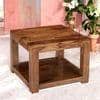Lisbon Sheesham Wood Contemporary Square Coffee Table In Natural Teak Finish