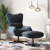 Marson Swivel Lounge Chair and Ottoman in Indigo Blue Colour