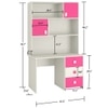 Flora Kids Study Desk cum Bookshelf with Shuttered Cabinets Open Shelves and Drawers in Ivory Barbie Pink Colour