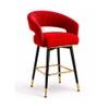 Doe Buck Mixoy Velvet Bar Stool in Emerald Red Colour with Gold Accents