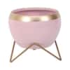 Apple Shape Metal Planter Set Of 2 In Pink And Gold Colour