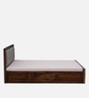 Dijon Sheesham Wood Queen Size Bed in Provincial Teak Finish With Box Storage 60x78 inches