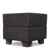 Iris Solid Wood Pouffee in Jute Black Fabric