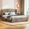 Holmebrook Upholstered Storage Bed In Hydraulic (Bed Size : King, Colour : Shitake Beige)