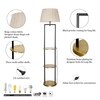 Gallow Metal Multiutility Shelf Floor Lamp With Beige Cotton Shade