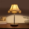 Devansh Off-White Cotton Vintage  Lamp With Natural  Wood Base  & Steel Pipe  (12X19.25)