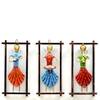 Desert Art Metal Handpainted Lady Musician Wall Hanging Set of 3 in Multicolour