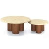 Enzo Set Of 2 Round Solid Wood Coffee Table In Amber Walnut Finish