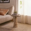 Monk Marble Side Table in Beige Colour