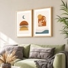 Boho Moon and Sun Minimalist Set of 2 Framed Posters 45x60 cm