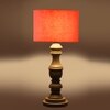 Devansh Orange Cotton Table Lamp With  Wood Natural Base (7X17.5 Inches)-5