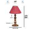 Devansh Pink Jute Table Lamp With Wood Natural Base (10X10X16) Inches)-35