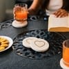 Ireka Home Blue Nebula Acacia Wood Coaster Set – Enamel Design (Set of 4)