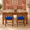 Globally Indian Sarala Solid Sheesham Wood 4 Seater Dining Table Set 4 Chairs Navy Blue