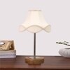 Devansh Off-White Cotton Vintage  Lamp With Natural  Wood Base  & Steel Pipe  (12X19.25)