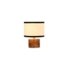 Cosette white & black cotton table lamp with Natural Wood Base