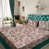 Red Floral 180 TC Flat 1 Queen  Bedsheet with 2 Pillow Covers