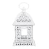 White Metal Lantern with Floral Cutouts