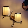 Devansh Metal Electric Wall Light in Gold Colour with White & Black Shade Count of 2 Lights