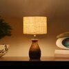 Devansh Yellow Jute Table Lamp With Wood Natural Base (7X13 Inches)-21