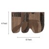 Abstract Handmade Natural Wool Wall Art Brown Geometric 4 x 6 Feet