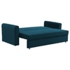 Melano 3 Seater Velvet Pull-Out Sofa Cum Bed in Teal Blue colour