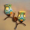 Devansh Metal Electric Wall Light in Gold Colour with Multi Shade Count of 2 Lights