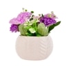 Artificial Lilac Hues Flowers With A White Textured Planter