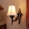Devansh Gold Antique Wall Mounted Lamp With Off-White Cotton Shade