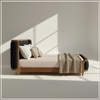 Valerio Duo-Panel Luxe King Size Bed in Chocolate Brown colour Velvet with Oak wood Frame