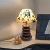 Devansh Printed Cotton Table Lamp With Wood  Pebble Lamp  (10X10X15) Inches