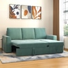 Kowloon Sectional 3 Seater Pull Out  Sofa Cum Bed with Storage in Dusty Turquiose Velvet Colour