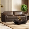 Farina 3 Seater Luxury Italian Leather Sofa In French Roast