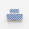 Minimalist Kids Single Bed in White and Blue Stripes